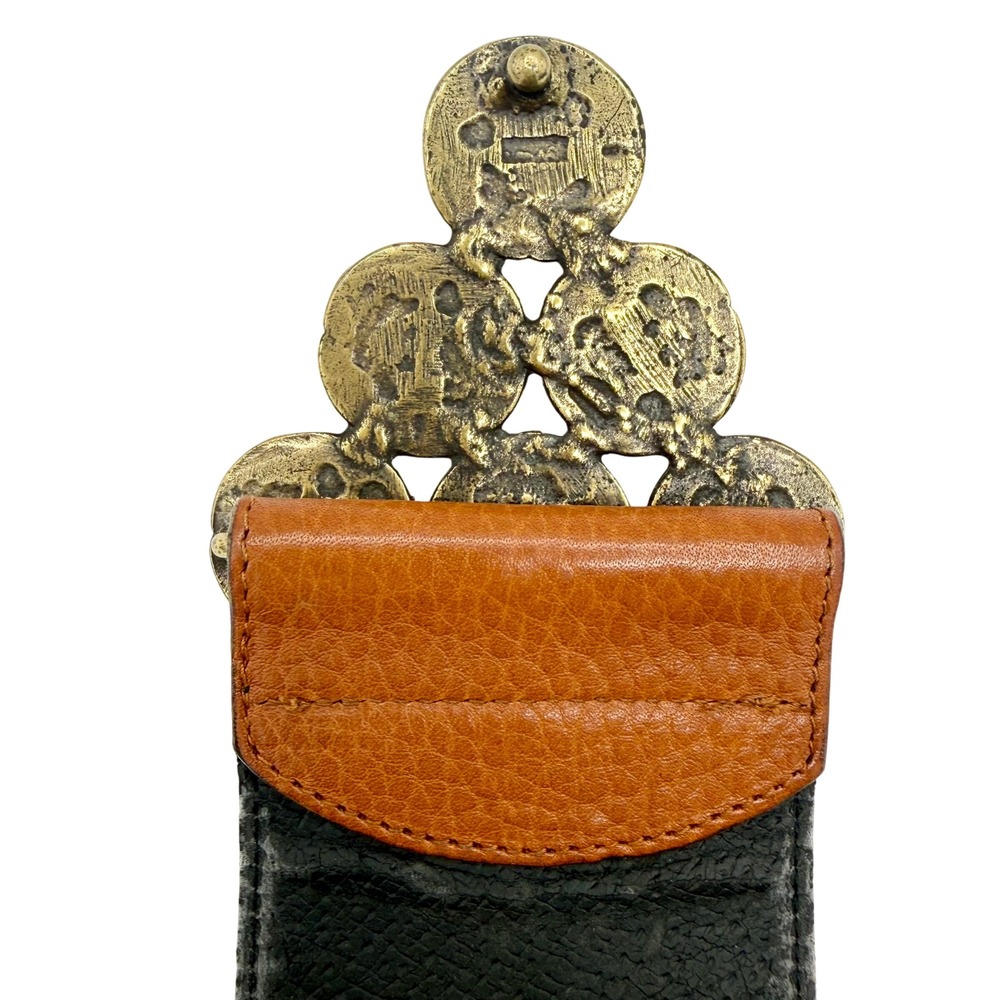 Unbranded Leather Belt Womens Brown Multi Color Cabochon Buckle Italy - Picture 8 of 9
